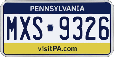 PA license plate MXS9326