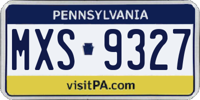 PA license plate MXS9327