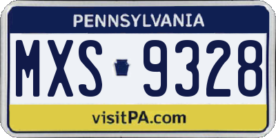 PA license plate MXS9328