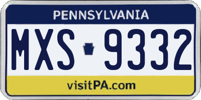 PA license plate MXS9332