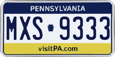 PA license plate MXS9333