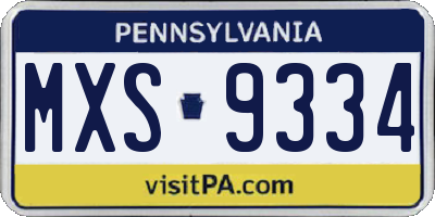 PA license plate MXS9334