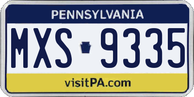 PA license plate MXS9335