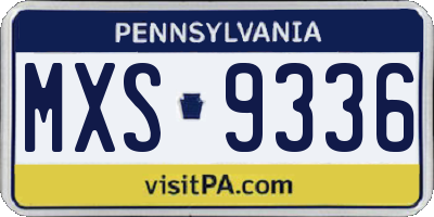 PA license plate MXS9336