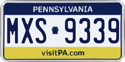 PA license plate MXS9339