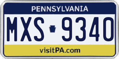 PA license plate MXS9340
