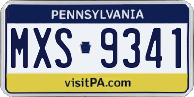 PA license plate MXS9341