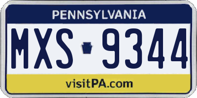 PA license plate MXS9344