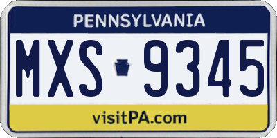 PA license plate MXS9345