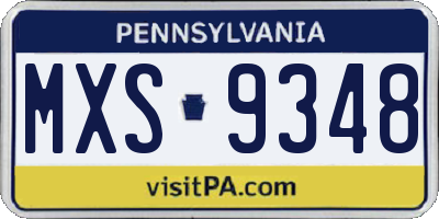 PA license plate MXS9348