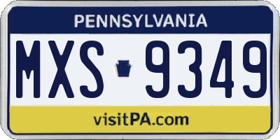 PA license plate MXS9349