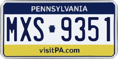 PA license plate MXS9351