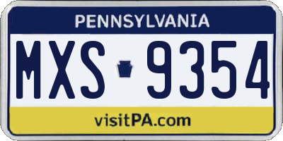 PA license plate MXS9354