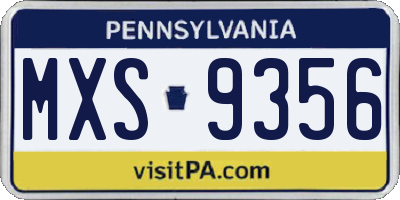 PA license plate MXS9356