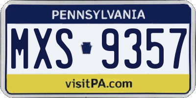 PA license plate MXS9357