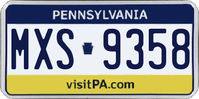 PA license plate MXS9358