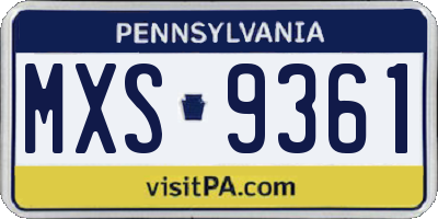 PA license plate MXS9361