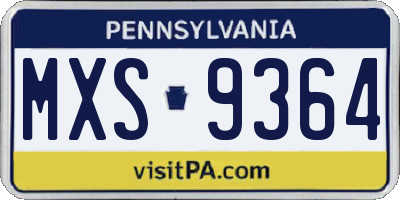 PA license plate MXS9364