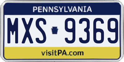 PA license plate MXS9369