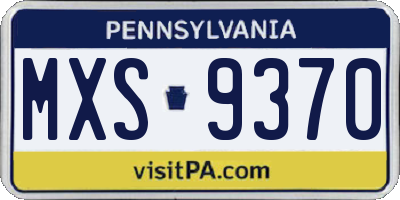 PA license plate MXS9370