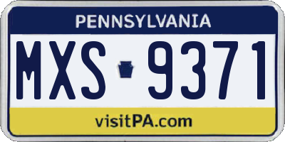 PA license plate MXS9371