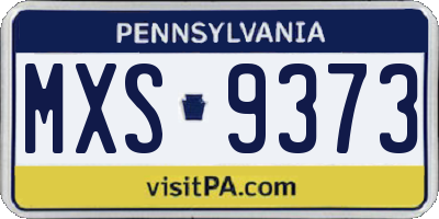 PA license plate MXS9373