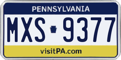 PA license plate MXS9377