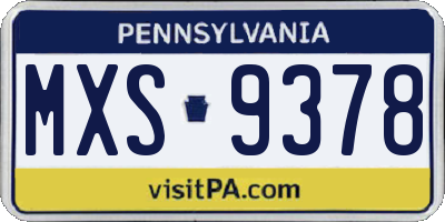 PA license plate MXS9378