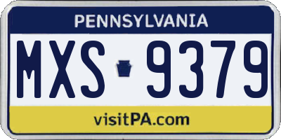PA license plate MXS9379