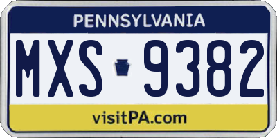 PA license plate MXS9382