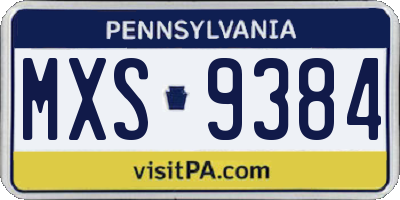 PA license plate MXS9384