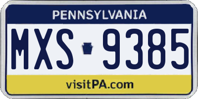 PA license plate MXS9385