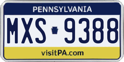 PA license plate MXS9388