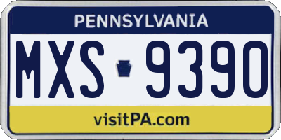 PA license plate MXS9390
