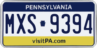 PA license plate MXS9394