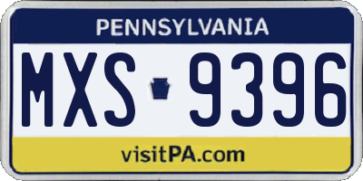 PA license plate MXS9396