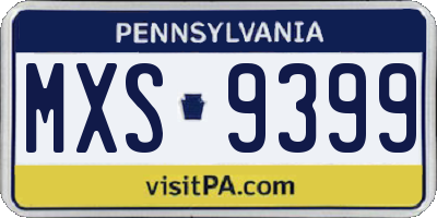 PA license plate MXS9399