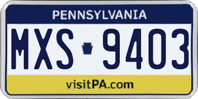 PA license plate MXS9403