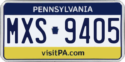 PA license plate MXS9405