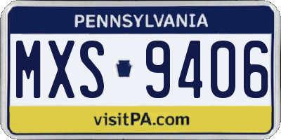 PA license plate MXS9406