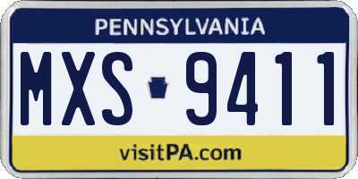 PA license plate MXS9411