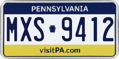 PA license plate MXS9412