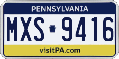 PA license plate MXS9416