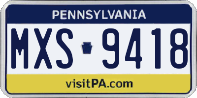 PA license plate MXS9418