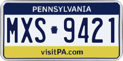 PA license plate MXS9421