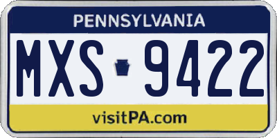PA license plate MXS9422