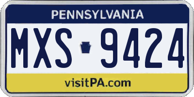 PA license plate MXS9424