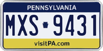 PA license plate MXS9431