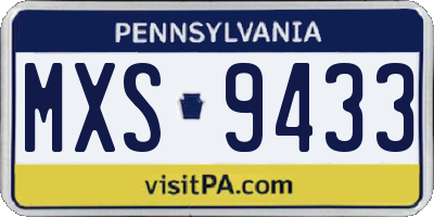 PA license plate MXS9433