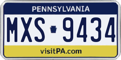 PA license plate MXS9434
